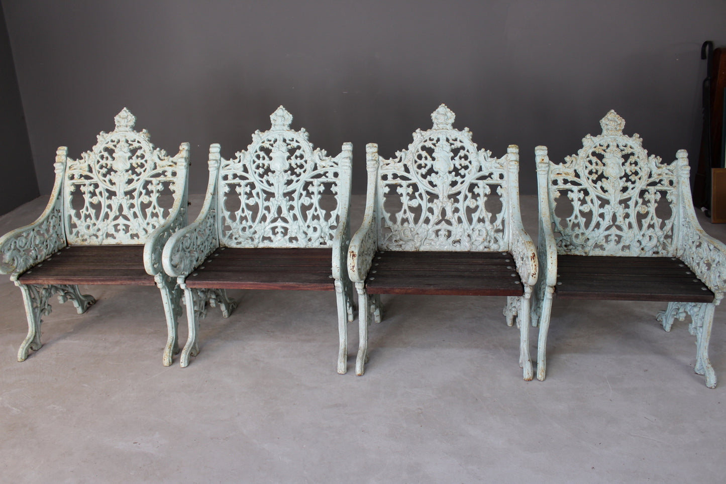 Set Four Cast Iron Garden Chairs - Kernow Furniture