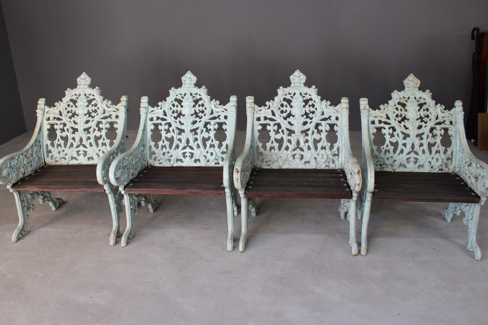 Set Four Cast Iron Garden Chairs - Kernow Furniture