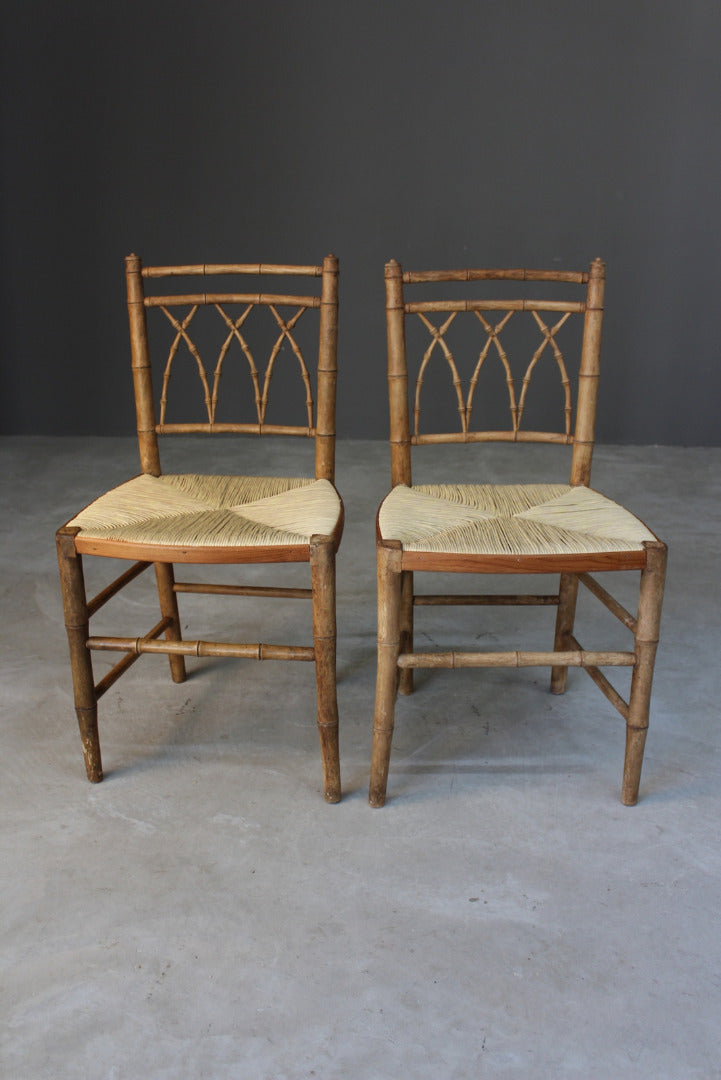 Pair Simulated Bamboo Occasional Chairs - Kernow Furniture