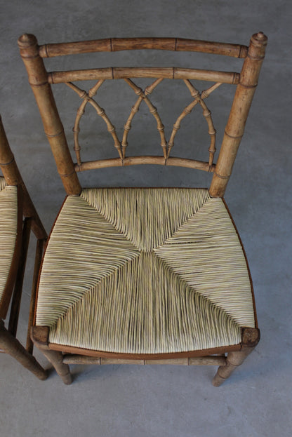 Pair Simulated Bamboo Occasional Chairs - Kernow Furniture