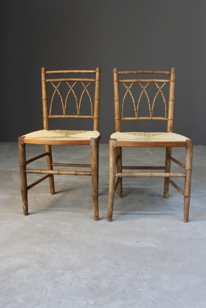 Pair Simulated Bamboo Occasional Chairs - Kernow Furniture