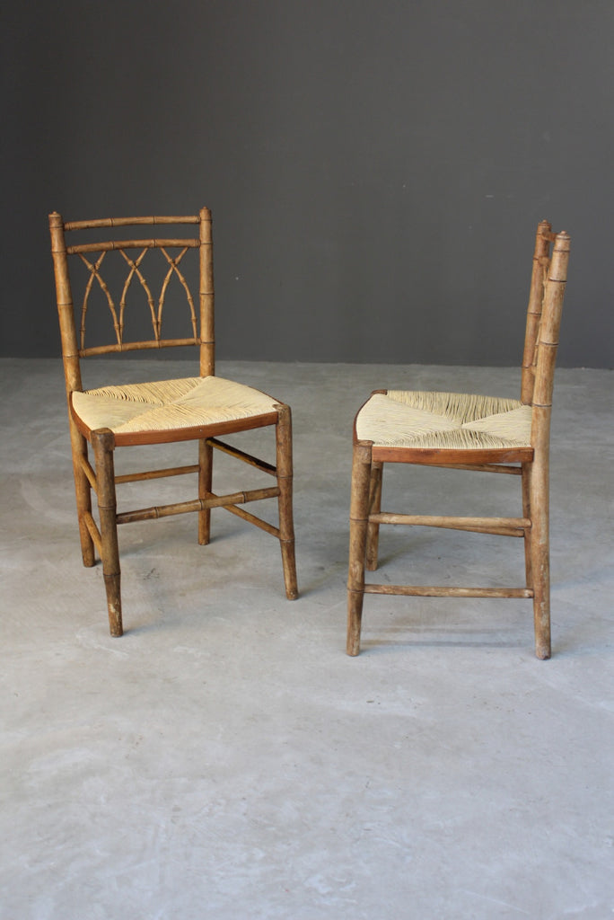 Pair Simulated Bamboo Occasional Chairs - Kernow Furniture