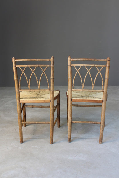 Pair Simulated Bamboo Occasional Chairs - Kernow Furniture