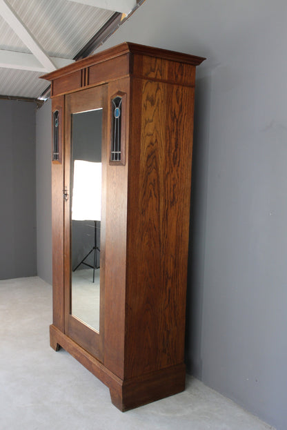 Oak Arts & Crafts Wardrobe Hall Robe - Kernow Furniture