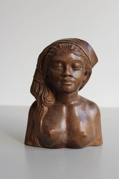 Hand Carved Wooden Bust - Kernow Furniture