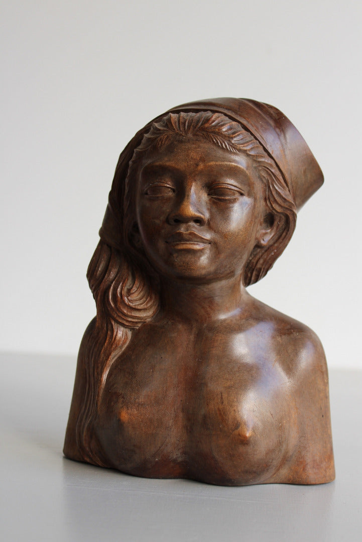 Hand Carved Wooden Bust - Kernow Furniture