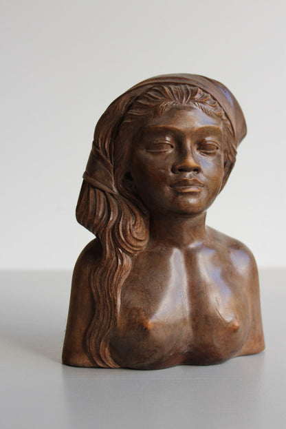 Hand Carved Wooden Bust - Kernow Furniture