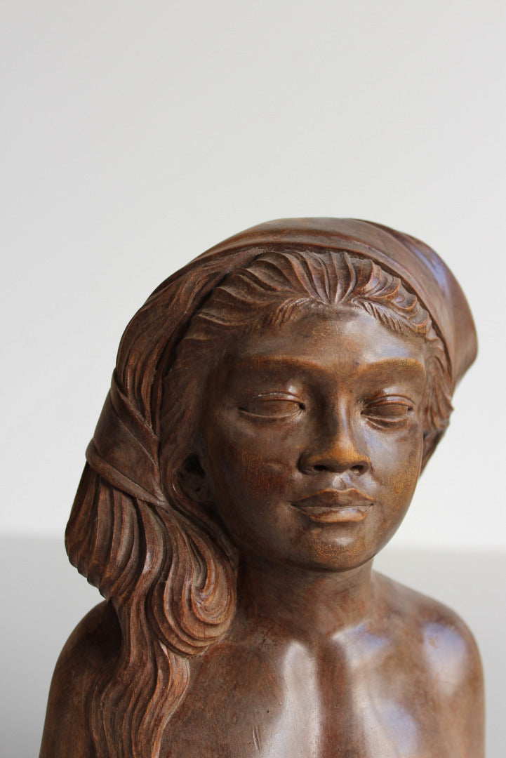 Hand Carved Wooden Bust - Kernow Furniture