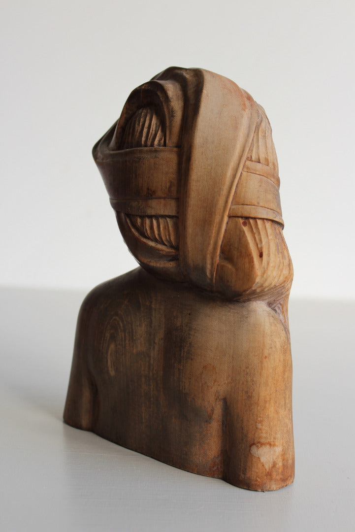 Hand Carved Wooden Bust - Kernow Furniture