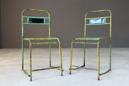 Pair Vintage Metal Stacking Chairs - Kernow Furniture