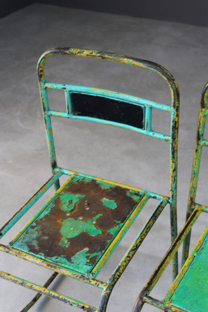 Pair Vintage Metal Stacking Chairs - Kernow Furniture