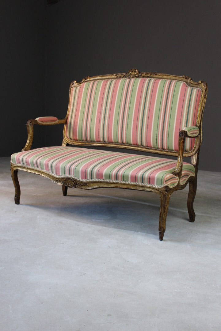 Giltwood French Small Upholstered Sofa Canape - Kernow Furniture