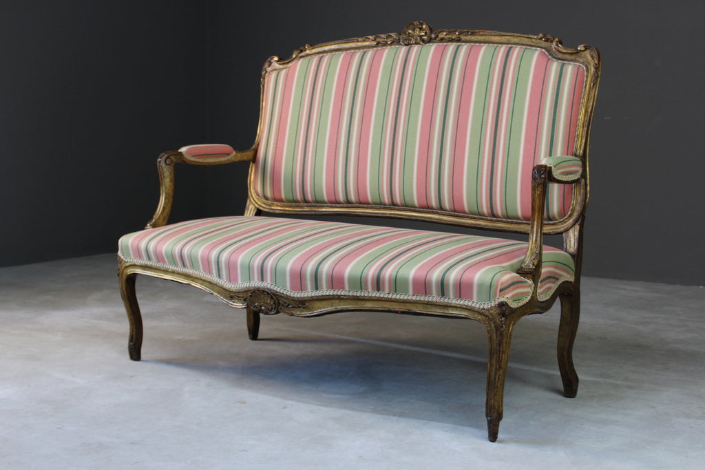 Giltwood French Small Upholstered Sofa Canape - Kernow Furniture