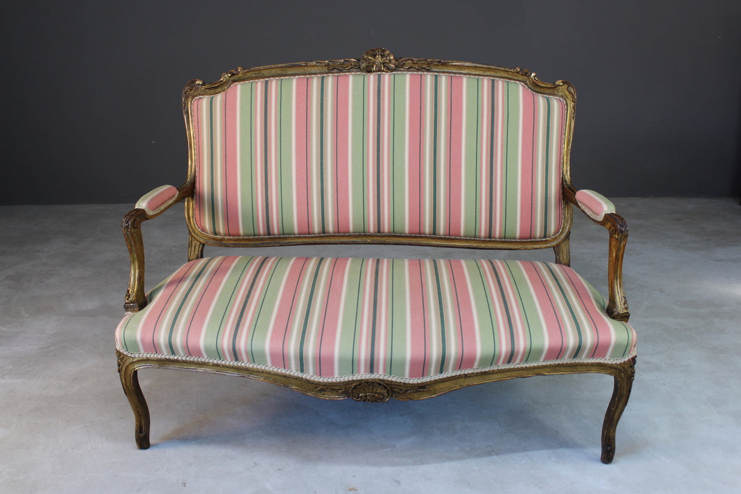 Giltwood French Small Upholstered Sofa Canape - Kernow Furniture