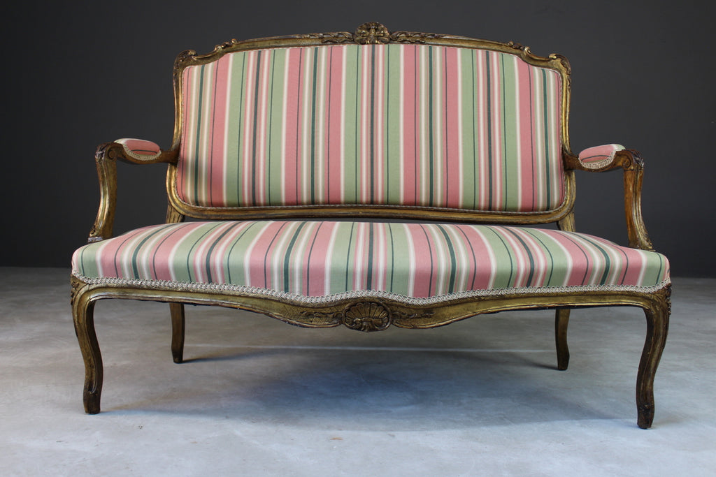 Giltwood French Small Upholstered Sofa Canape - Kernow Furniture