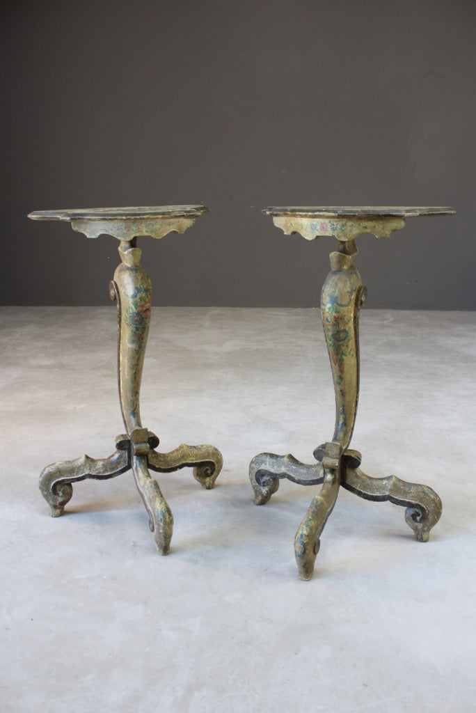 Pair Continental Painted Side Tables - Kernow Furniture