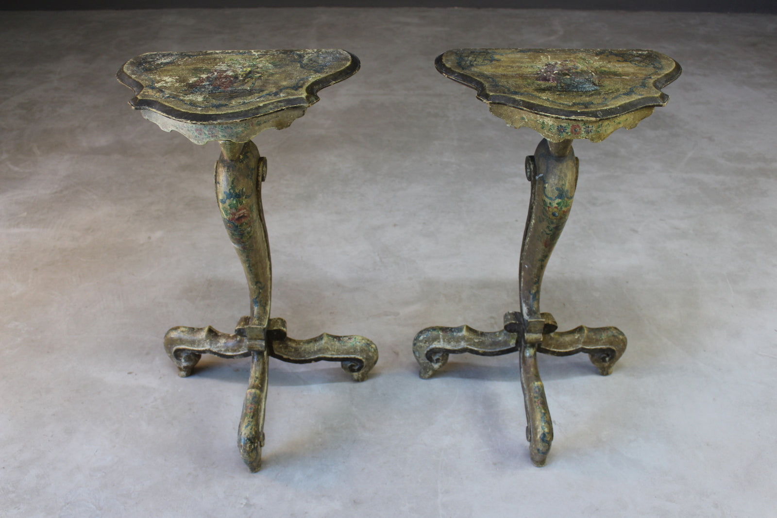 Pair Continental Painted Side Tables - Kernow Furniture