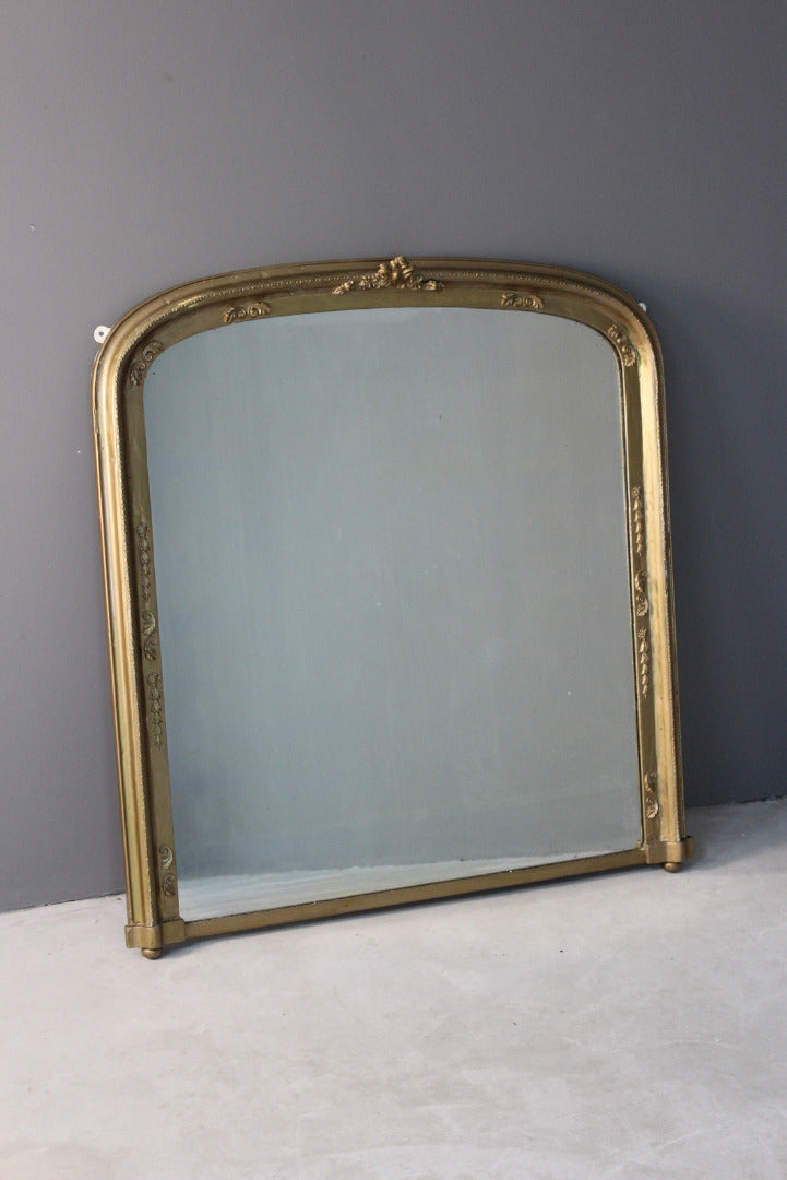 Large Antique Victorian Gilt Overmantle Mirror - Kernow Furniture