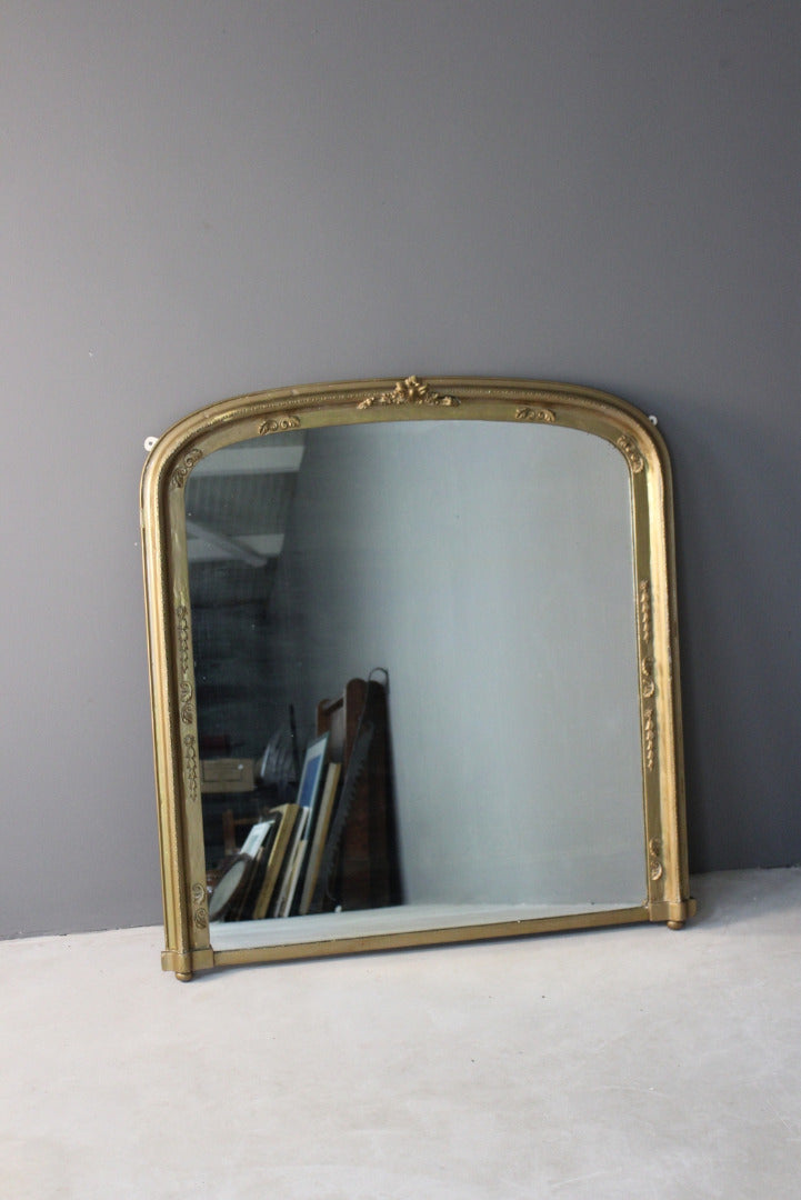 Large Antique Victorian Gilt Overmantle Mirror - Kernow Furniture
