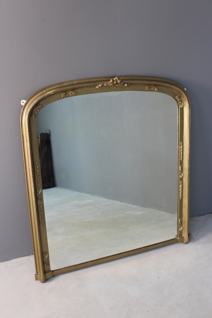 Large Antique Victorian Gilt Overmantle Mirror - Kernow Furniture