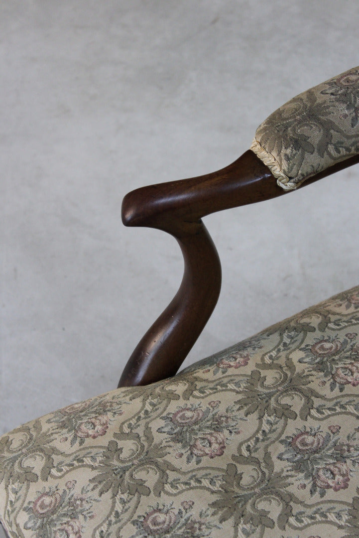 Walnut Frame Open Arm Chair - Kernow Furniture