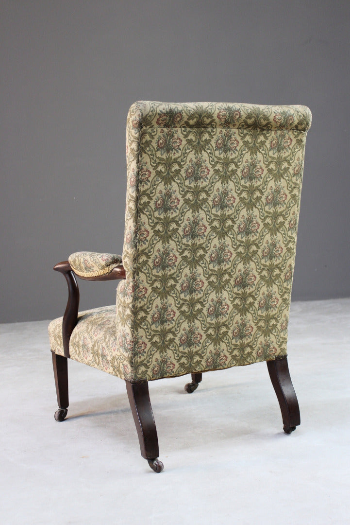 Walnut Frame Open Arm Chair - Kernow Furniture