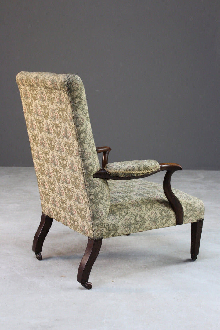 Walnut Frame Open Arm Chair - Kernow Furniture