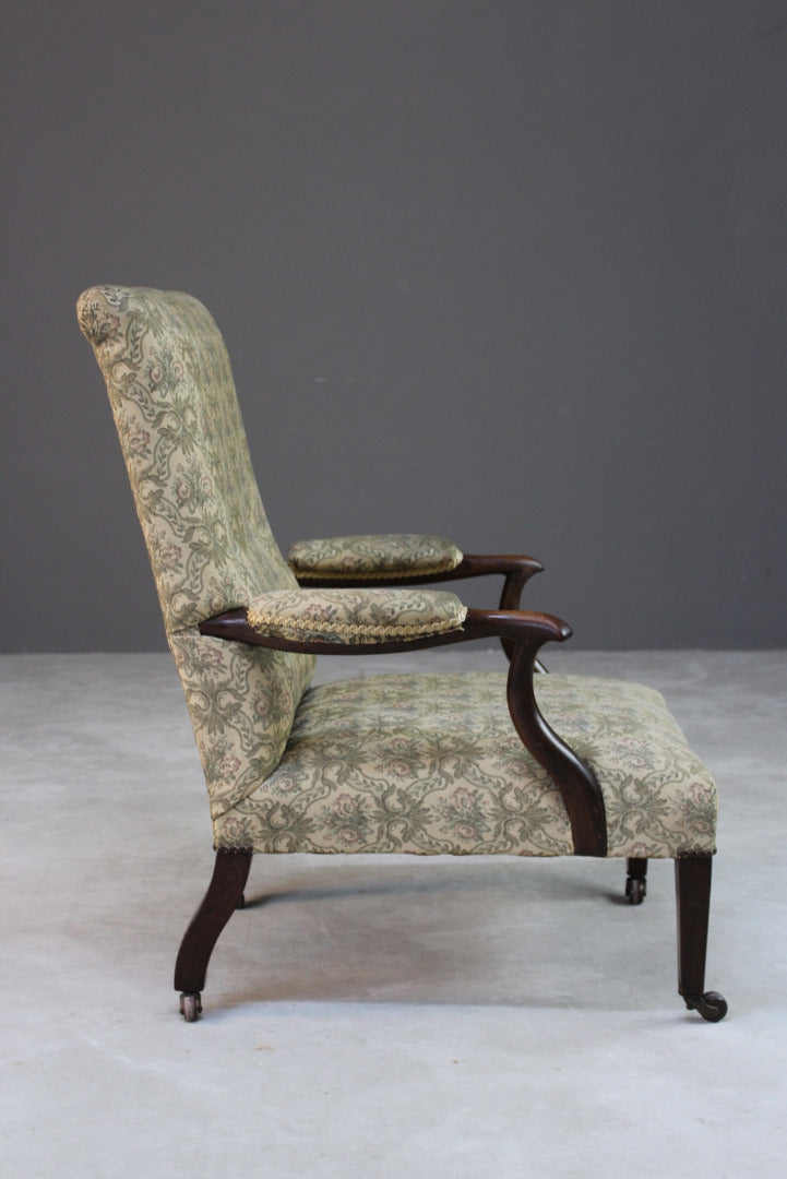 Walnut Frame Open Arm Chair - Kernow Furniture