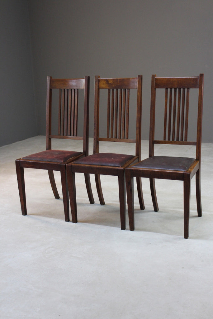 3 Oak High Back Dining Chairs - Kernow Furniture