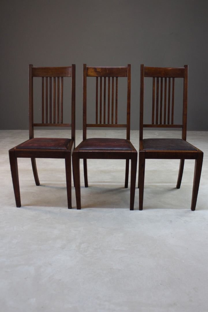 3 Oak High Back Dining Chairs - Kernow Furniture