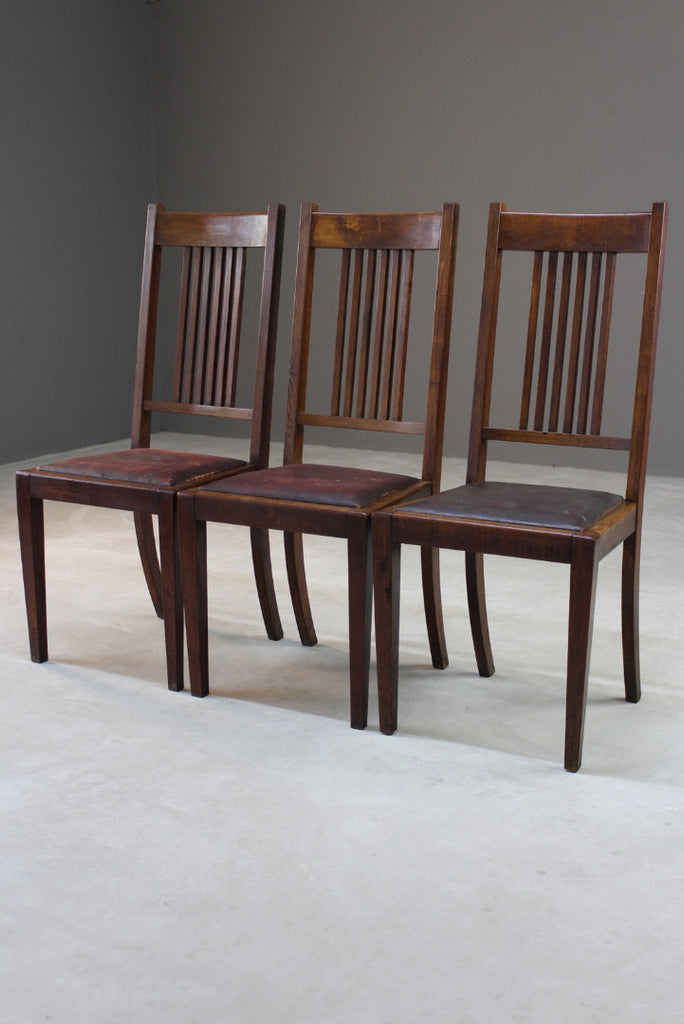 3 Oak High Back Dining Chairs - Kernow Furniture