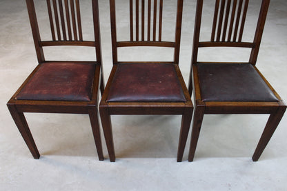 3 Oak High Back Dining Chairs - Kernow Furniture