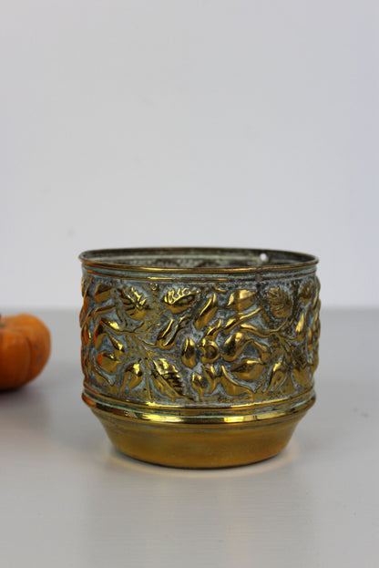 Small Pressed Brass Plant Pot - Kernow Furniture