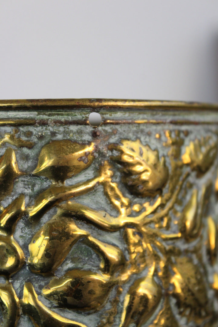 Small Pressed Brass Plant Pot - Kernow Furniture