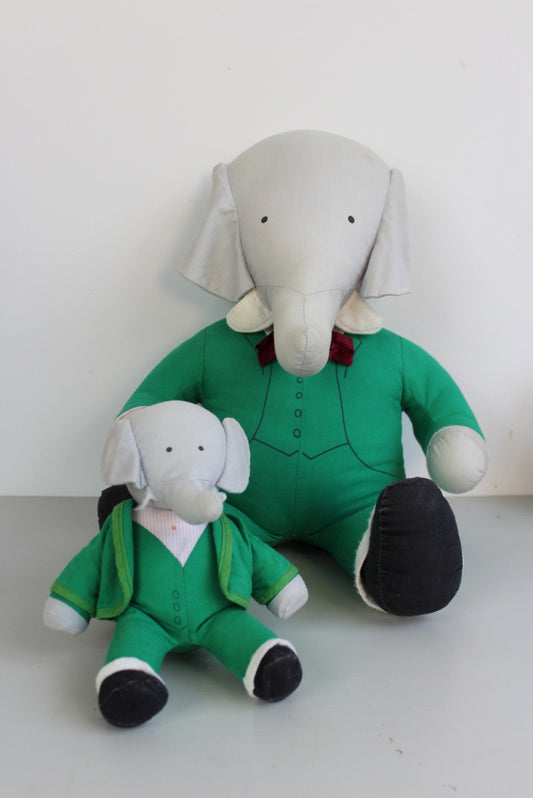 Babar The Elephant Pair Stuffed Toys - Kernow Furniture