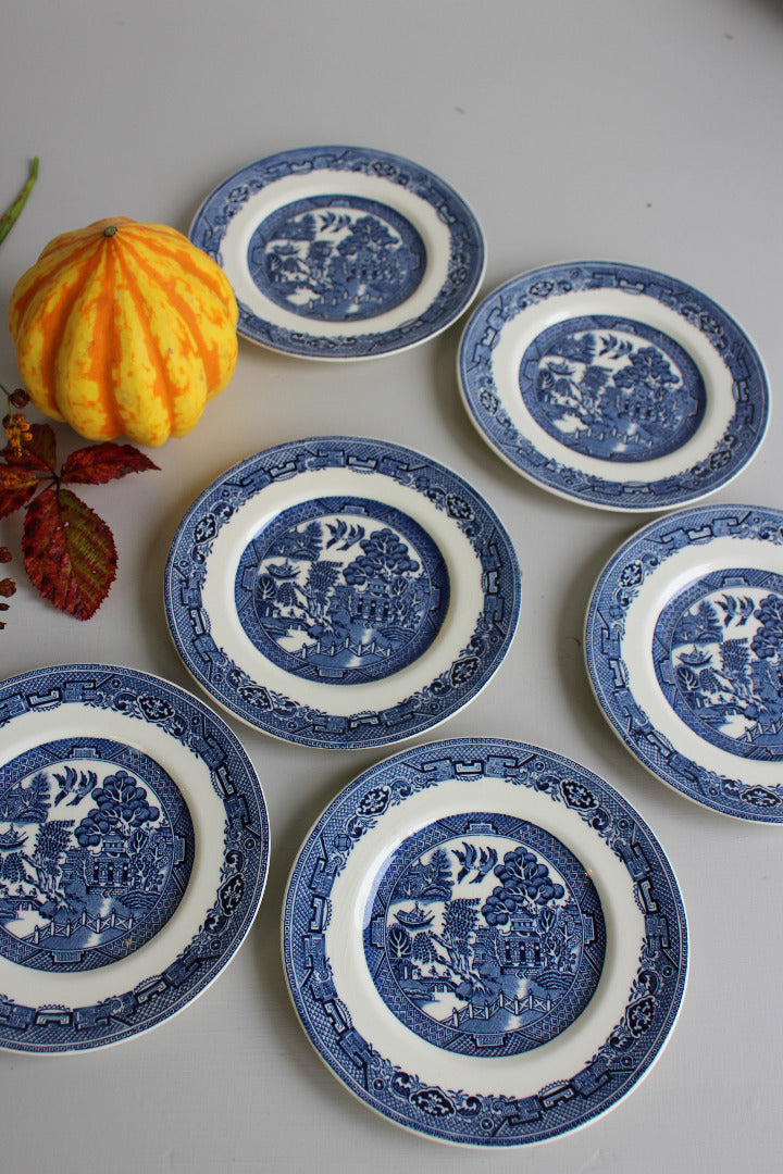 6 Myott & Son Willow Bread Plates - Kernow Furniture