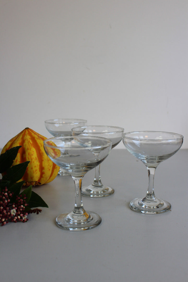 4 Vintage Champagne Saucer Glasses - Kernow Furniture