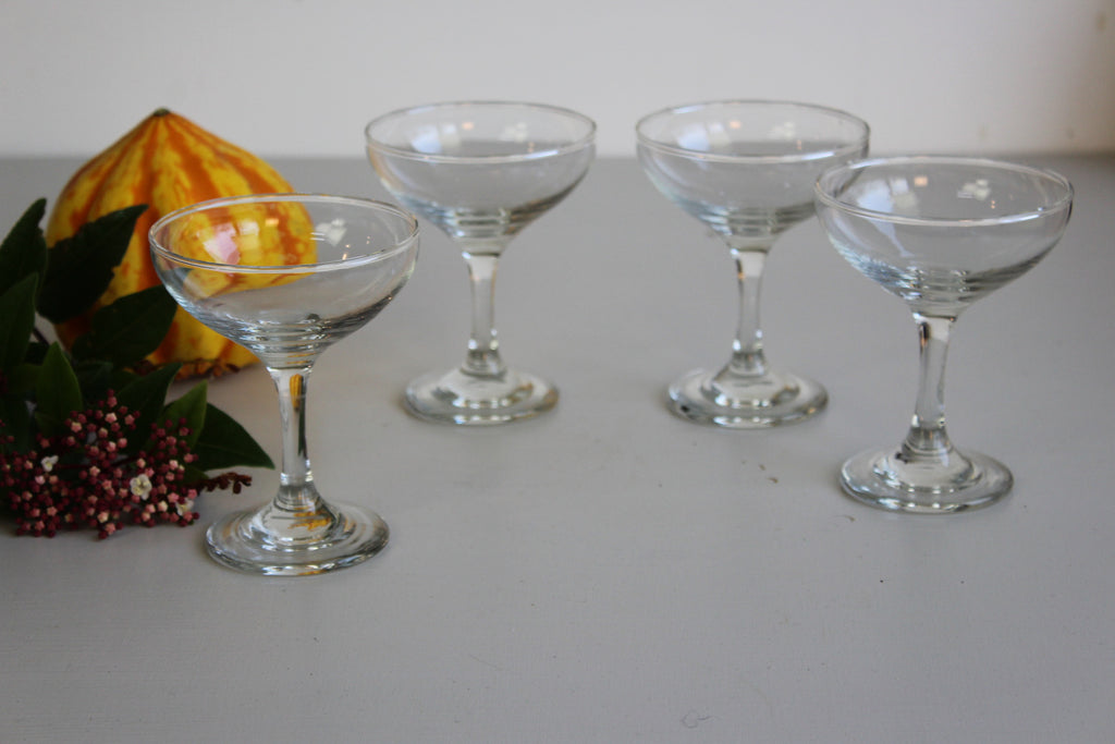 4 Vintage Champagne Saucer Glasses - Kernow Furniture