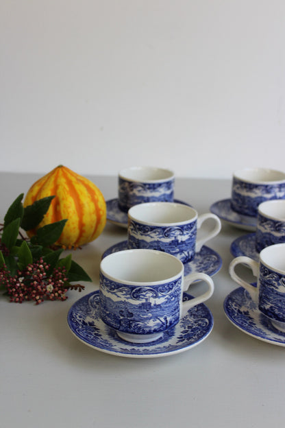 6 Broadhurst English Scene Cups & Saucers - Kernow Furniture