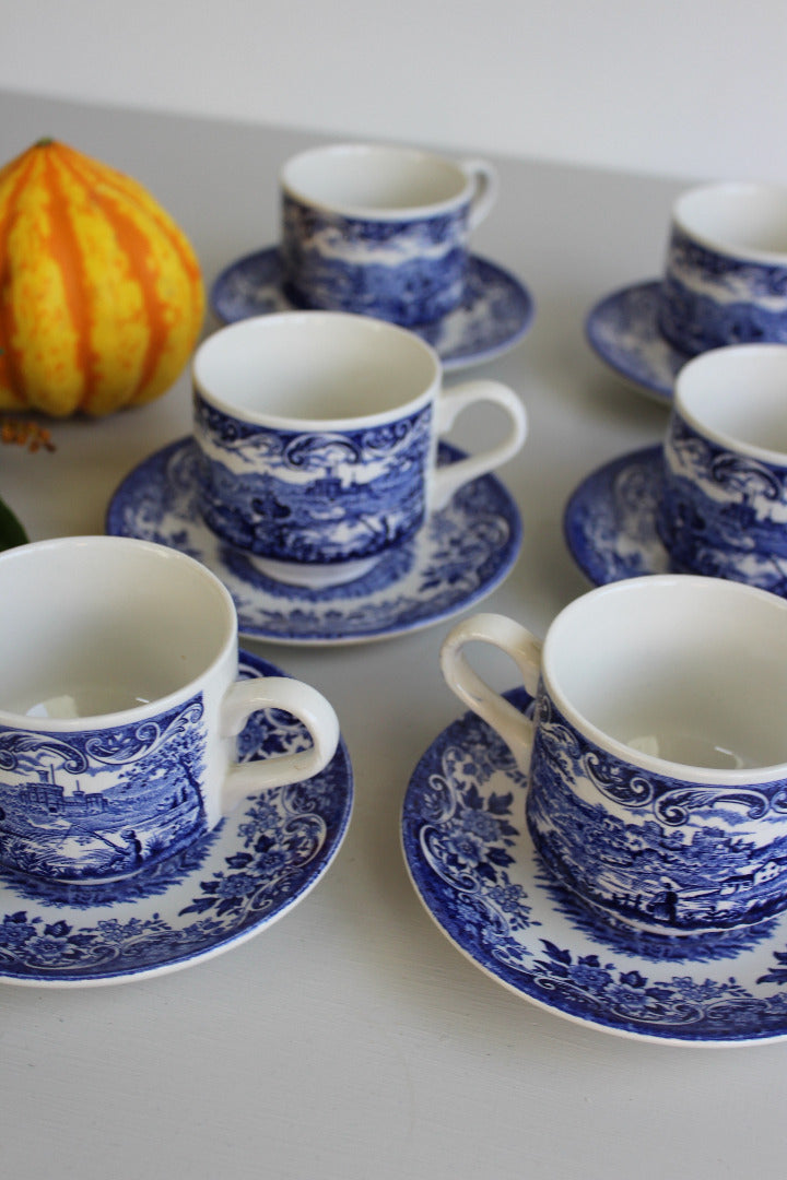 6 Broadhurst English Scene Cups & Saucers - Kernow Furniture