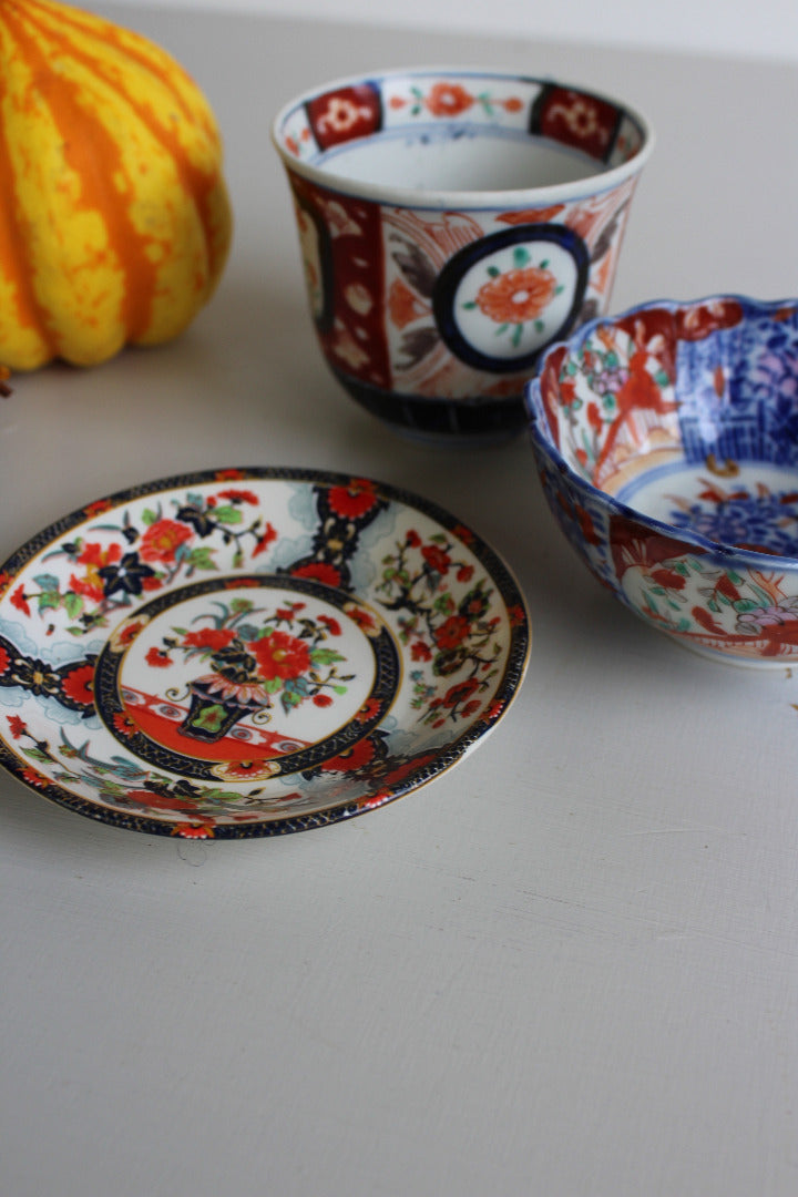 3 x Imari Bowls & Dish - Kernow Furniture