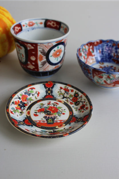 3 x Imari Bowls & Dish - Kernow Furniture