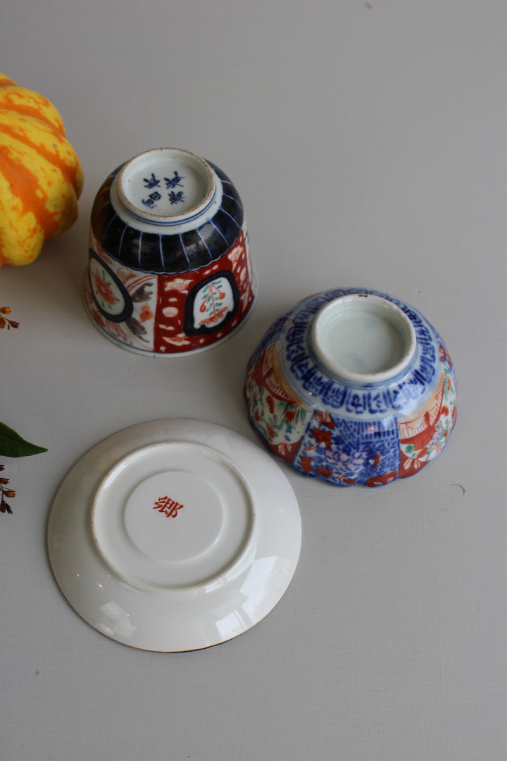 3 x Imari Bowls & Dish - Kernow Furniture