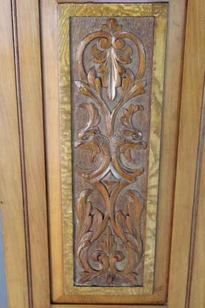 Antique Satin Walnut Wardrobe - Kernow Furniture