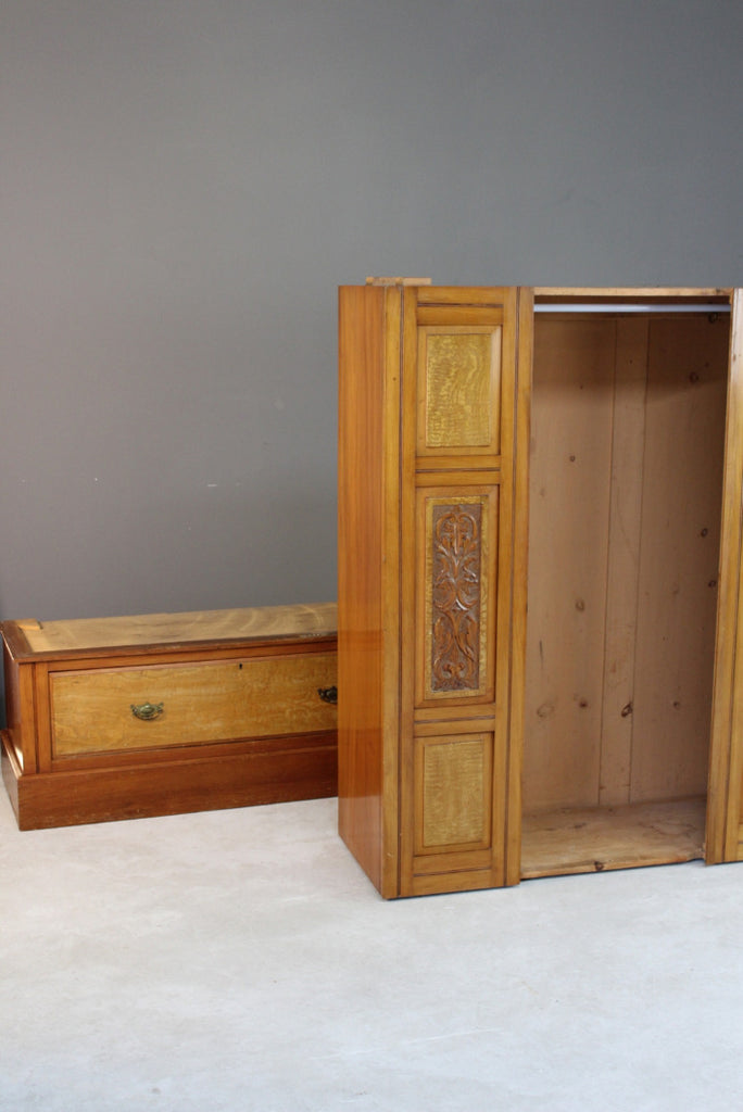 Antique Satin Walnut Wardrobe - Kernow Furniture