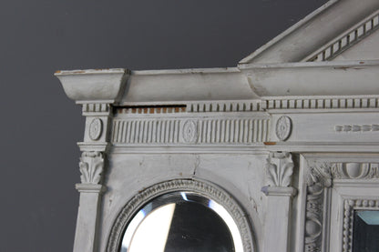 Antique White Painted Overmantle Mirror - Kernow Furniture