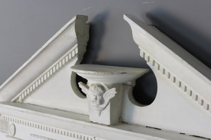 Antique White Painted Overmantle Mirror - Kernow Furniture