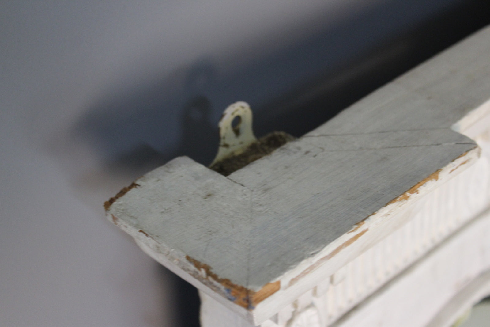 Antique White Painted Overmantle Mirror - Kernow Furniture