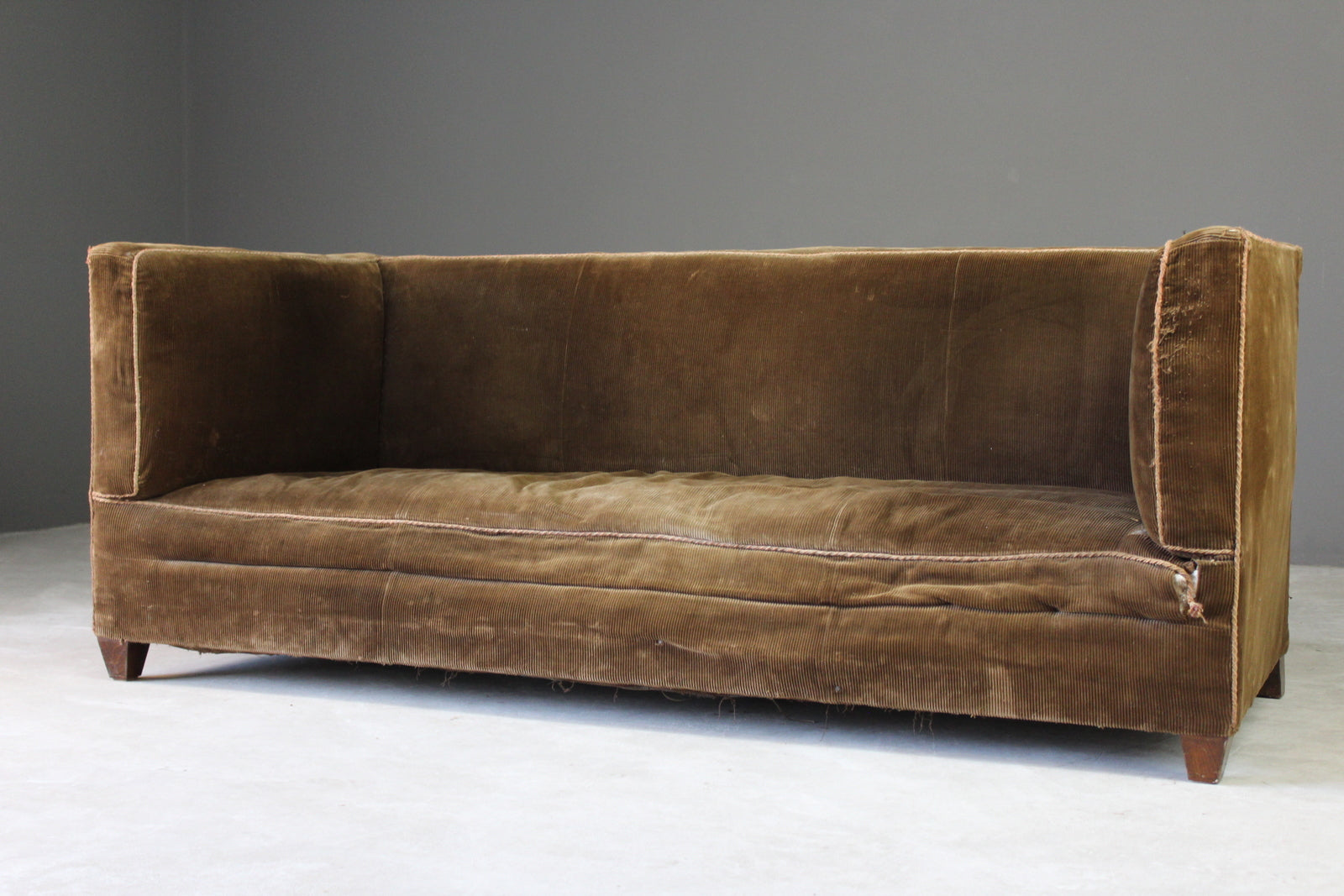 Antique Square Brown Corduroy Sofa - Kernow Furniture