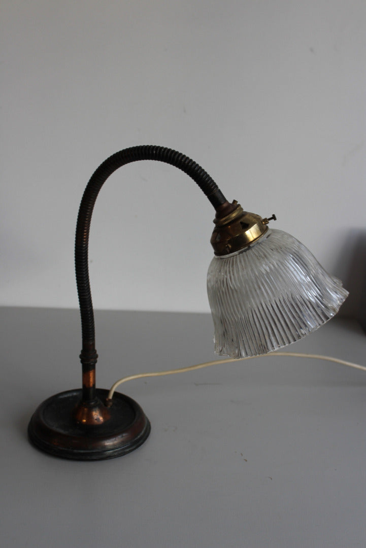 Vintage Copper Tone & Crinkle Holophane Lampshade - Kernow Furniture